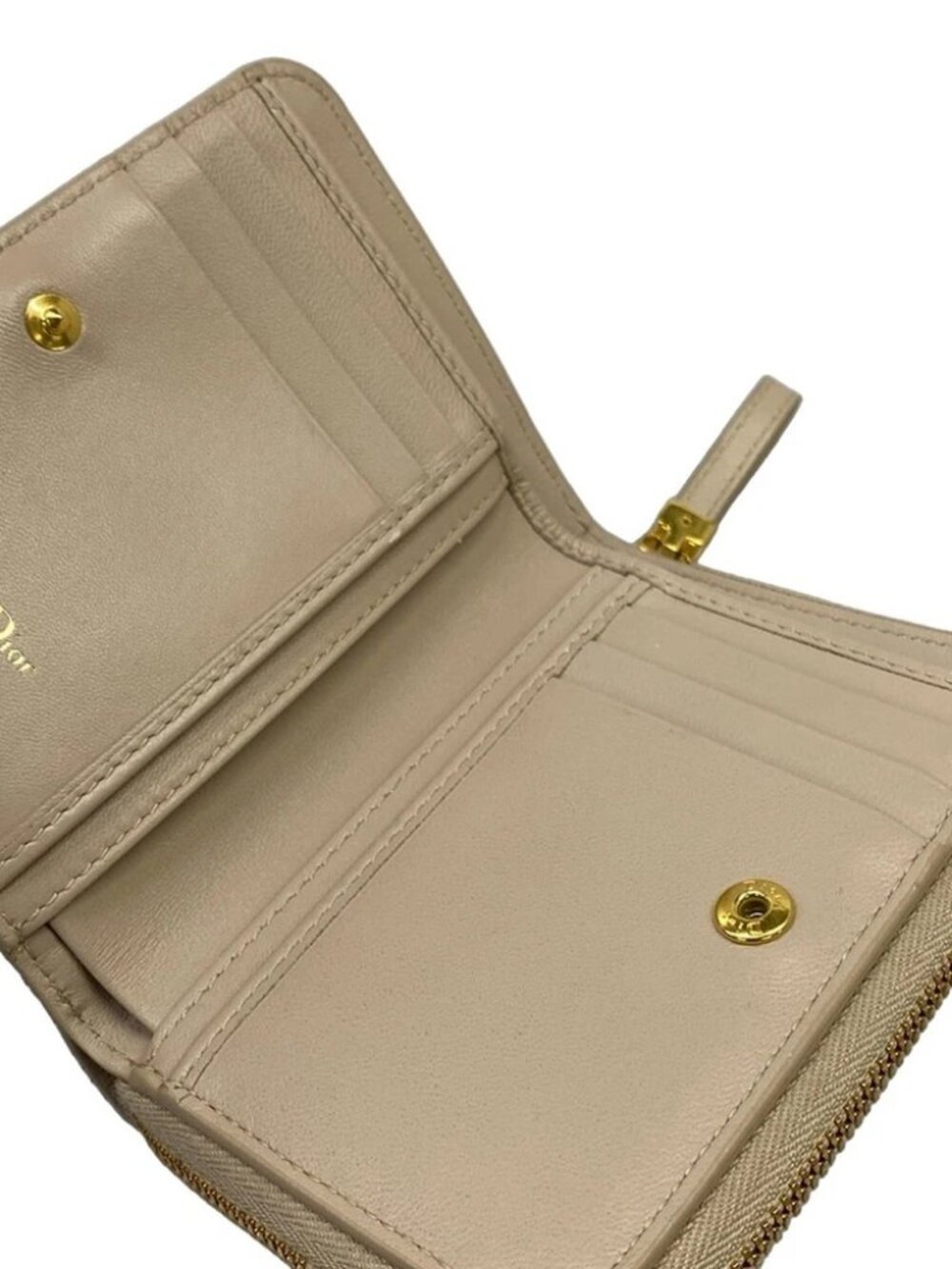 DIOR/ChristianDior Dior Caro Beige Leather Bifold Wallet - Picture 5 of 8